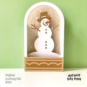 Christmas Snowball Pop Up Card |  Snowman Pop Up Card SVG | 3D Papercut SVG Card Cut File | Cricut Card DIY | Custom Greeting Card