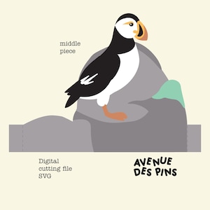 Puffin Pop Up Card SVG – Puffin Bird 3D Papercut Card Template for Cricut & Silhouette | DIY Greeting Card Digital File image 6