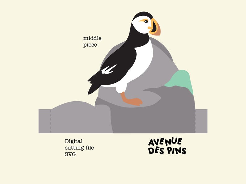 Puffin Pop Up Card SVG – Puffin Bird 3D Papercut Card Template for Cricut & Silhouette | DIY Greeting Card Digital File image 6