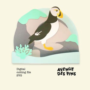 Puffin Pop Up Card SVG – Puffin Bird 3D Papercut Card Template for Cricut & Silhouette | DIY Greeting Card Digital File image 2