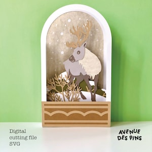 Christmas Snowball Pop Up Card |  Reindeer Pop Up Card SVG | 3D Papercut SVG Card Cut File | Cricut Card DIY | Custom Greeting Cards