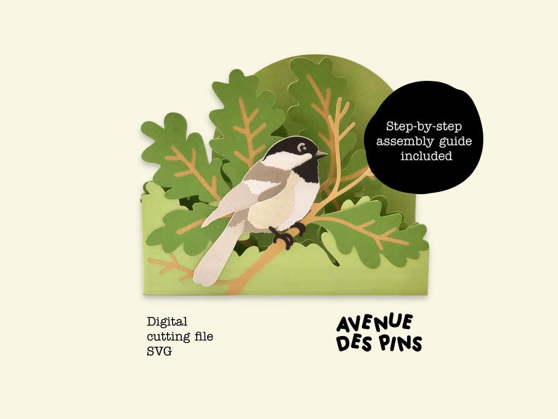 Summer Bird Pop Up Card | Bird Pop Up Card SVG | 3D Papercut SVG Card Cut File | Cricut Card DIY | Custom Greeting Cards | Box Card Template image 6