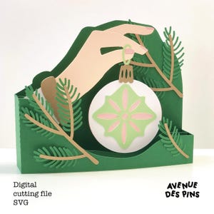 Christmas Pop Up Card SVG | Ornaments Design | Cricut Card DIY | Custom Greeting Cards | Box Card Template