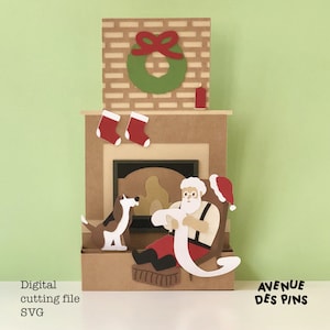 Christmas Pop Up Card | Santa Pop Up Card SVG | 3D Papercut SVG Card Cut File | Cricut Card DIY | Custom Greeting Cards | Box Card Template