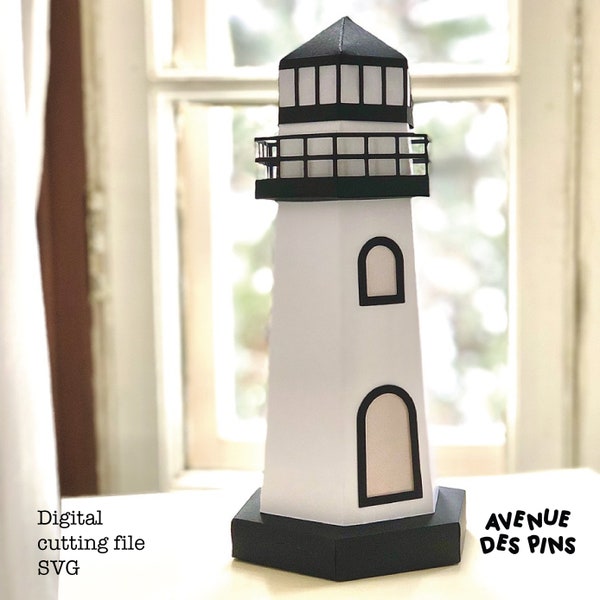 Lighthouse Paper Lamp | Nautical Home Decor | DIY Paper Craft SVG | Cricut DIY | Ocean-Themed Room Decor