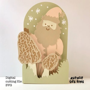 Christmas Gnome Pop Up Card |  Pop Up Card SVG | 3D Papercut SVG Card Cut File | Cricut Card DIY | Custom Greeting Cards | Box Card Template