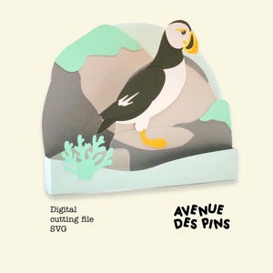 Puffin Pop Up Card SVG – Puffin Bird 3D Papercut Card Template for Cricut & Silhouette | DIY Greeting Card Digital File image 1