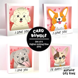 Dog Love Pop-Up Card SVG Bundle for Cricut | Set of 4 | Valentine's, Birthday, Anniversary Greeting