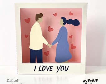 Karta pop-up Love SVG dla Cricut | Walentynki, Ślub, Rocznica Życzenia