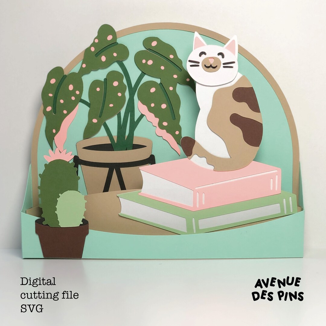 Cat Pop up Card SVG Popup Card Cutting Machine Craft Cricut Card DIY