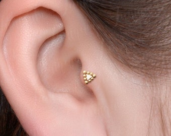 Tragus Piercing Jewelry. Forward Helix Earring. Conch Piercing. Cartilage Earring Stud. Flat Back Earring Surgical Steel. Labret Earring.