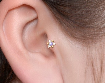 Tragus Piercing Jewelry. Forward Helix Earring. Conch Piercing. Cartilage Earring Stud. Flat Back Earring Surgical Steel. Labret Earring.