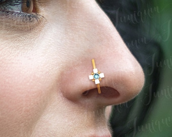 Naso Anello Cerchio Piercing A Bottone Barretta Sottile Titanio - Foto 11