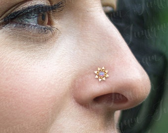 Nose Stud. Nose Ring. Nose Bone Stud. Nose Piercing. Nose Screw 22g 20g 18g 16g. Nose Earring. Nose Jewelry Surgical Steel. Opal Nose Ring.