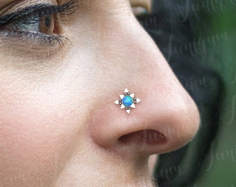 Nose Piercing Jewelry. Nose Stud Opal. Nose Ring. Nose Earring. Surgical Steel Nose Ring. Opal Nose Ring. Nose Jewelry 18 Gauge. Nose Post.