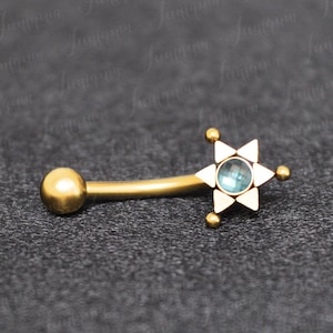 Surgical Steel Eyebrow Barbell. Rook Earring. Curved Barbell Opal. Barbell Piercing. Rook Jewelry Gold. Rook Barbell. Eyebrow Ring.