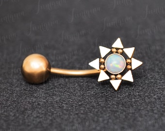 Belly button rings opal. Belly piercing jewelry. Navel jewelry. Belly button piercing. Belly jewelry. Navel piercing. Belly barbell.