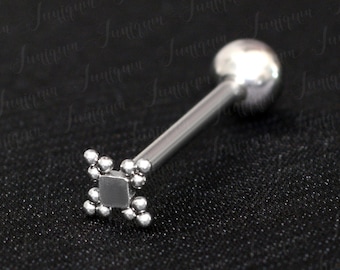 Tongue piercing. Barbell piercing. Surgical steel body piercing. Tongue jewelry 14g. Tongue barbell.