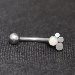 Surgical steel eyebrow barbell. Rook earring. Curved barbell opal. Barbell piercing. Rook jewelry gold. Rook barbell. Eyebrow ring.