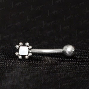 Surgical steel rook earring. Eyebrow piercing gold. Eyebrow jewelry. Curved barbell opal. Rook jewelry. Eyebrow ring. Barbell piercing 16g.