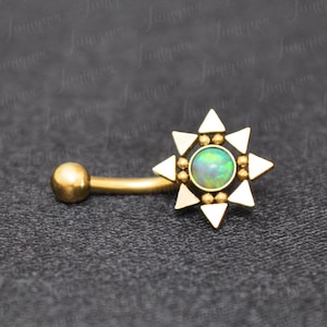 Surgical steel eyebrow barbell. Rook earring. Curved barbell opal. Barbell piercing. Rook jewelry gold. Rook barbell. Eyebrow ring.