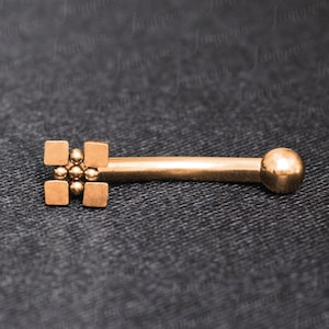 Eyebrow piercing. Eyebrow barbell. Rook earring gold. Rook barbell 16g. Rook piercing jewelry. Surgical steel barbell. Eyebrow ring.