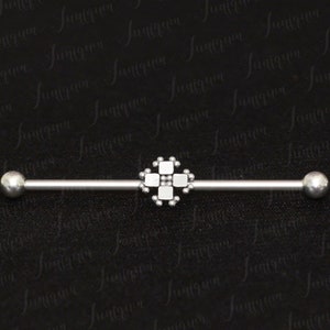 Surgical steel industrial barbell 14g. Scaffold earring. Straight barbell piercing. Industrial piercing jewelry. Industrial bar earring.