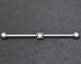 Industrial barbell 14g. Industrial piercing jewelry. Scaffold earring. Barbell piercing. Surgical steel industrial bar earring.