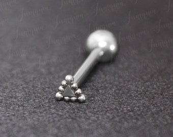 Tongue piercing. Barbell piercing. Surgical steel body piercing. Tongue jewelry 14g. Tongue barbell.