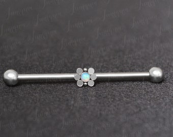 Industrial Barbell 14g. Industrial Piercing Jewelry. Scaffold Earring. Barbell Piercing. Surgical Steel Industrial Bar Earring.