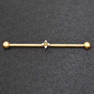 Industrial barbell earring. Industrial piercing bar 14g. Scaffold earring. Surgical steel industrial jewelry piercing. Barbell ring.