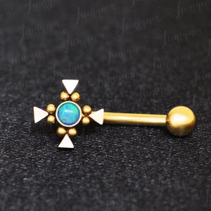 Surgical Steel Eyebrow Barbell. Rook Earring. Curved Barbell Opal. Barbell Piercing. Rook Jewelry Gold. Rook Barbell. Eyebrow Ring.