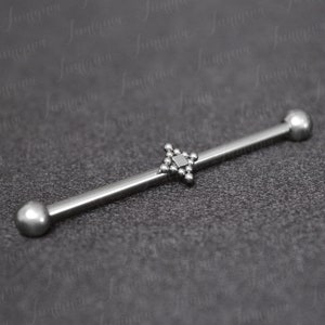 Industrial barbell 14g. Industrial piercing jewelry. Scaffold earring. Barbell piercing. Surgical steel industrial bar earring.