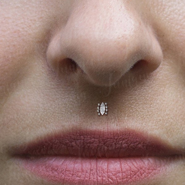 Philtrum piercing. Medusa labret. Monroe piercing jewelry. Lip ring stud. Labret stud earring. Internally threaded labret. Lip earring.
