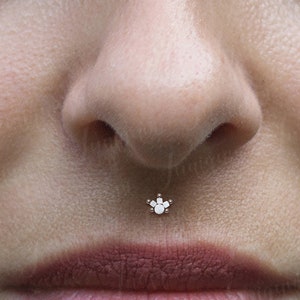 Philtrum piercing. Medusa labret. Monroe piercing jewelry. Lip ring stud. Labret stud earring. Internally threaded labret. Lip earring. image 1