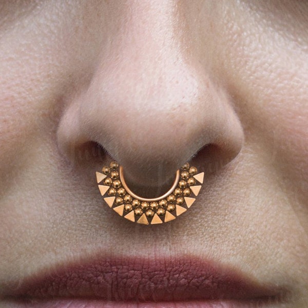 Septum ring surgical steel. Septum clicker. Nose ring. Tribal septum jewelry. Daith earring. Septum jewelry. Daith ring. Cartilage earring.