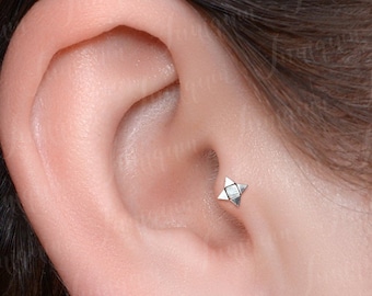 earring tragus cartilage flat surgical steel helix conch internally labret threaded stud ring forward gold
