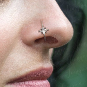 Nose ring. Nose hoop 20g. Nose piercing. Nose earring. Nose jewelry surgical steel. Opal nose ring. Cartilage earring. Helix earring hoop.
