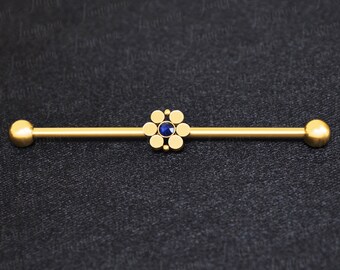 14k Solid Gold 14g Industrial Barbell with 3mm 4mm or 5mm Balls From 20mm to 50mm 3.5mm