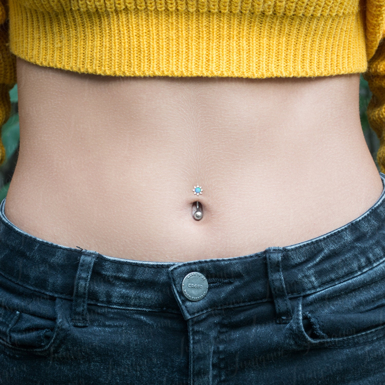 Piercing Nombril Double Cœur Or Titane - Piercing Internally Thread 14G Zircone Transparent