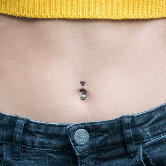 Piercing Ombelico Anello Chirurgico Acciaio - Gioiello Barbocco Nero Per Donne E Ragazze