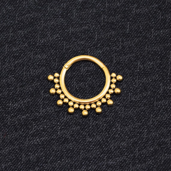 16g Tribal Fan Design Septum Clicker Ring - 100% Surgical Steel Body Jewelry