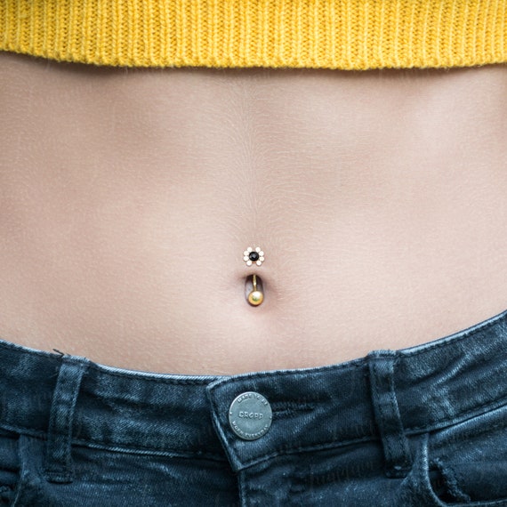 Floating Navel Piercing Jewelry Flat Navel Piercing Solid 925