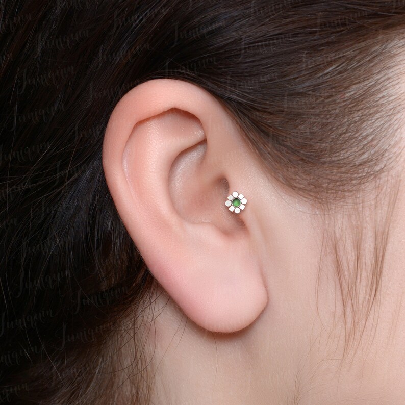Flat Back Helix Earrings. Cartilage Earring Stud Forward Helix Piercing Tragus Earring Conch Stud Internally Threaded Labret Piercing