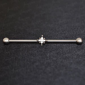 Industriële halter 14g. Industriële piercing sieraden. Steiger oorbel. Barbell piercing. Chirurgisch stalen industriële staafoorbel.