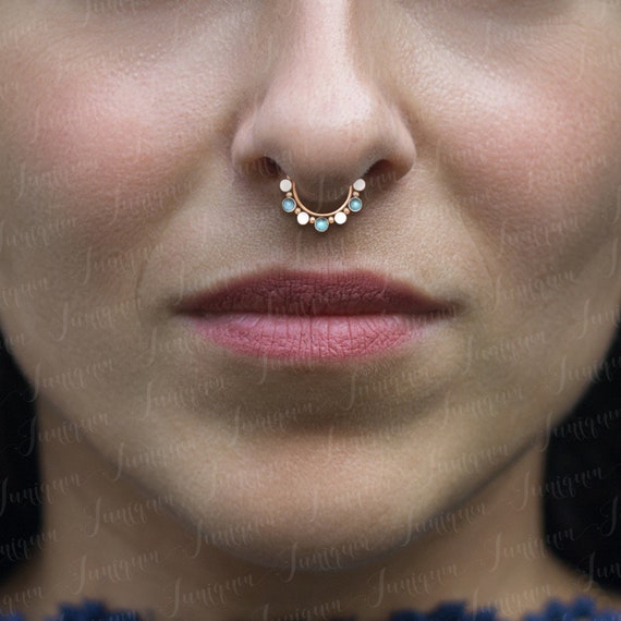 Surgical Steel Curved Barbell Tribal Septum Ring Clicker Surgical Steel Curved Barbell Tribal Septum Ring Clicker