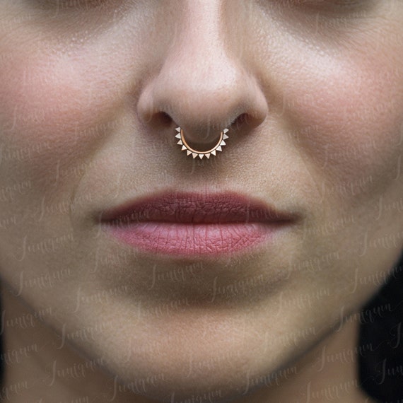 Surgical Steel Curved Barbell Tribal Septum Ring Clicker Surgical Steel Curved Barbell Tribal Septum Ring Clicker