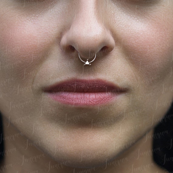 Surgical Steel Curved Barbell Tribal Septum Ring Clicker Surgical Steel Curved Barbell Tribal Septum Ring Clicker