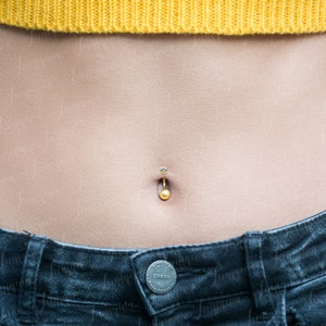 Belly ring. Belly button ring short. Surgical steel navel ring. Belly piercing 8mm. Belly bar gold. Navel piercing. Belly button jewelry. image 2