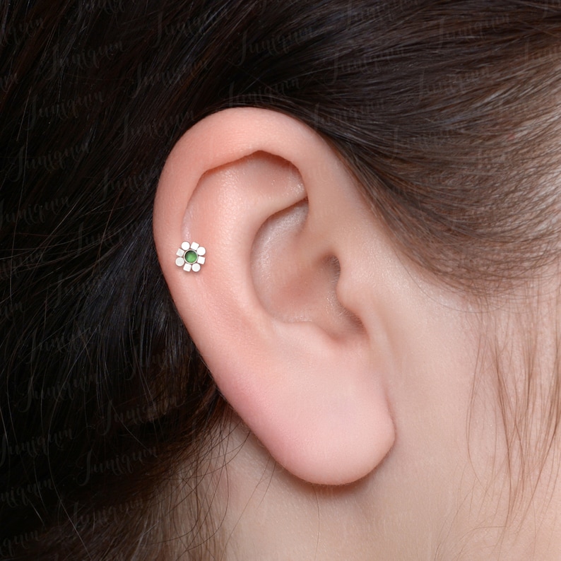 Flat Back Helix Earrings. Cartilage Earring Stud Forward Helix Piercing Tragus Earring Conch Stud Internally Threaded Labret Piercing